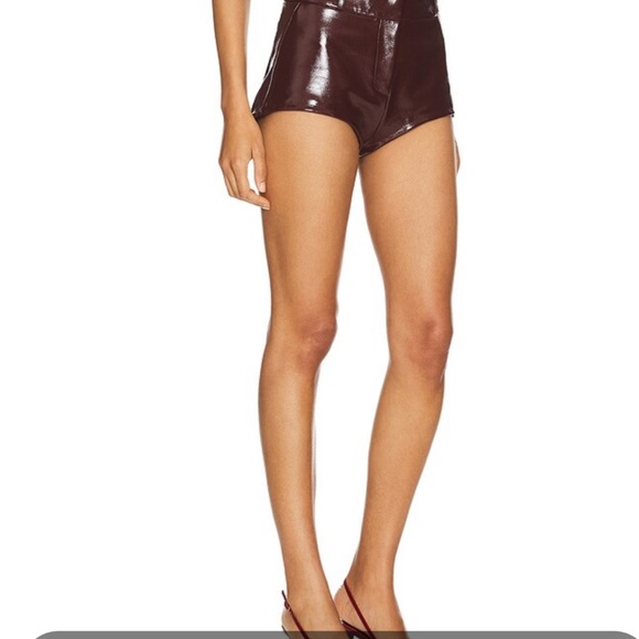 LAMARQUE x Revolve Annaise Hot Short In Patent Burgundy - Picture 2 of 8
